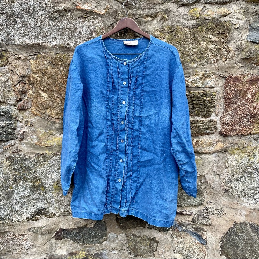 Woolrich Pleated-front Linen Blouse Size L